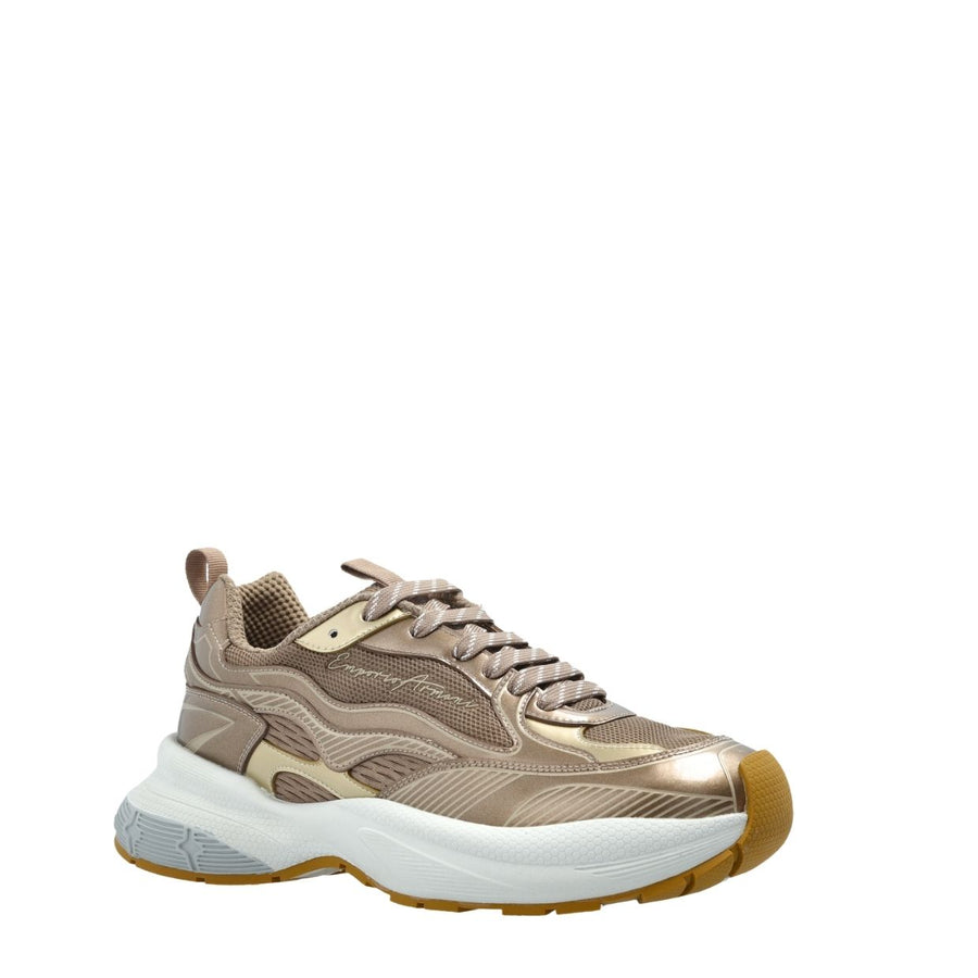 Emporio Armani Signature Logo Gold & Terra Mesh Trainers