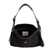 Vivienne Westwood Emma Suede Leather Black Shoulder Bag