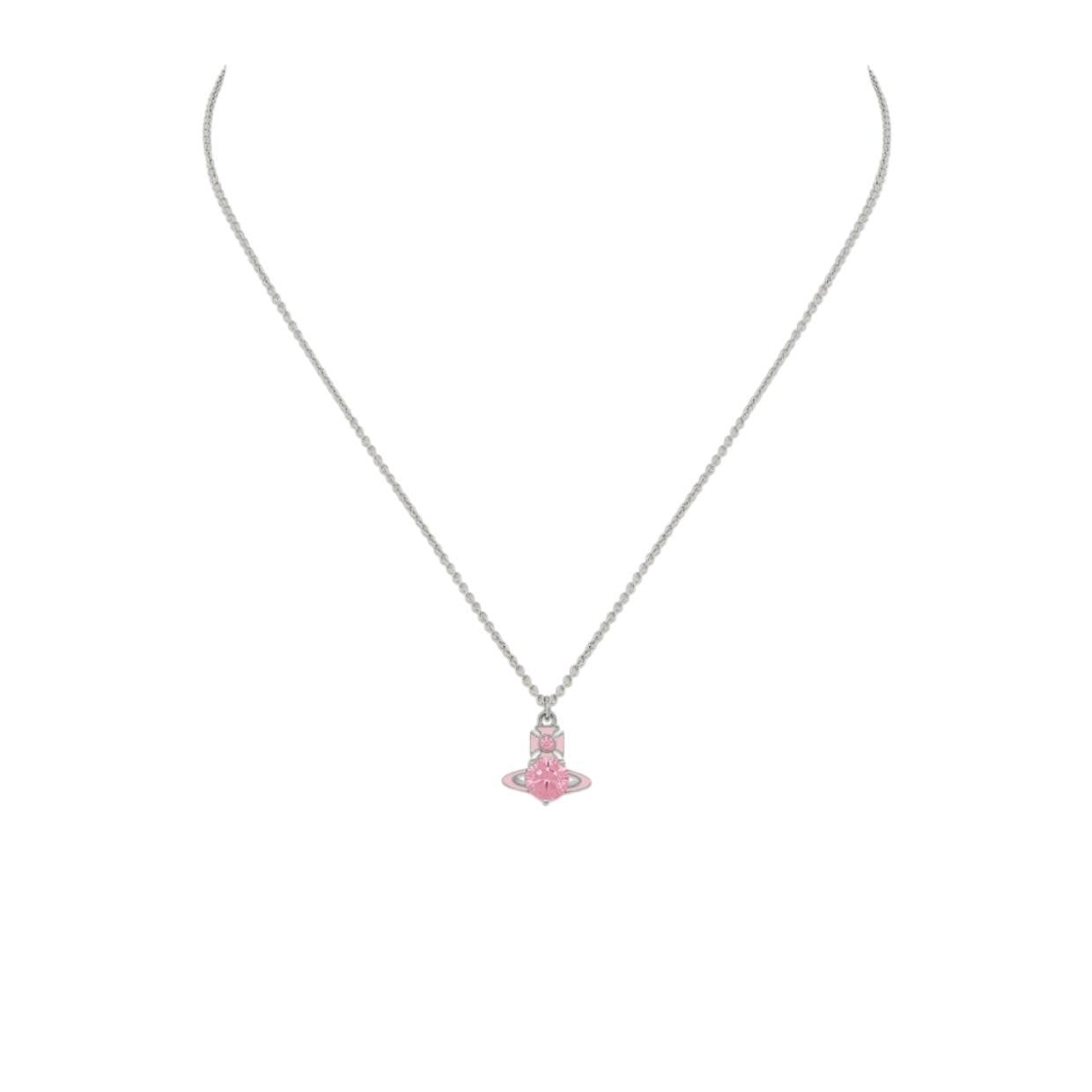 Vivienne Westwood Platinum Pink Enamel Millie Pendent