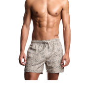 Emporio Armani All-Over Logo Beige Swim Shorts
