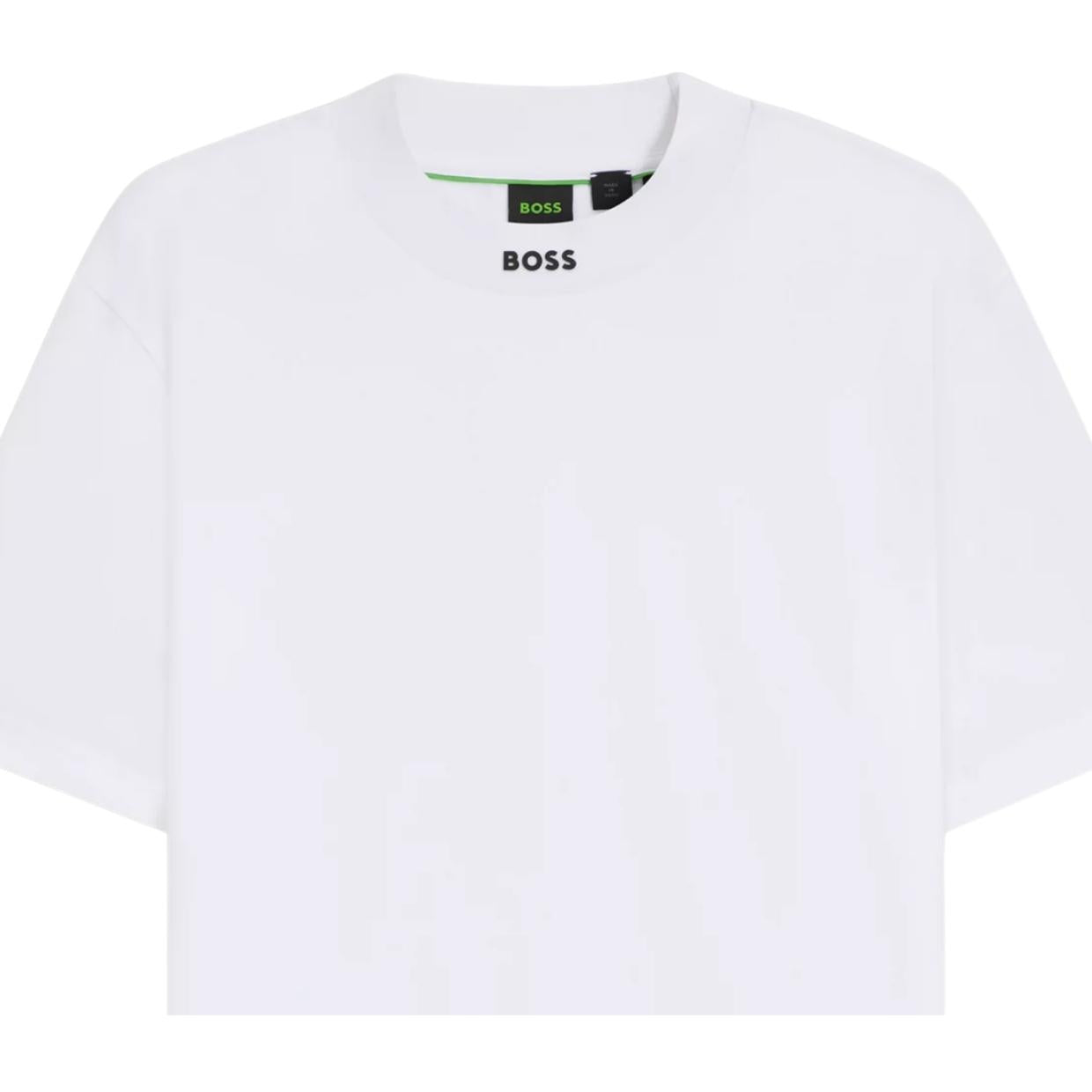 BOSS Logo Collar Relaxed Fit White T-Shirt