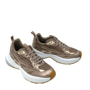 Emporio Armani Signature Logo Gold & Terra Mesh Trainers