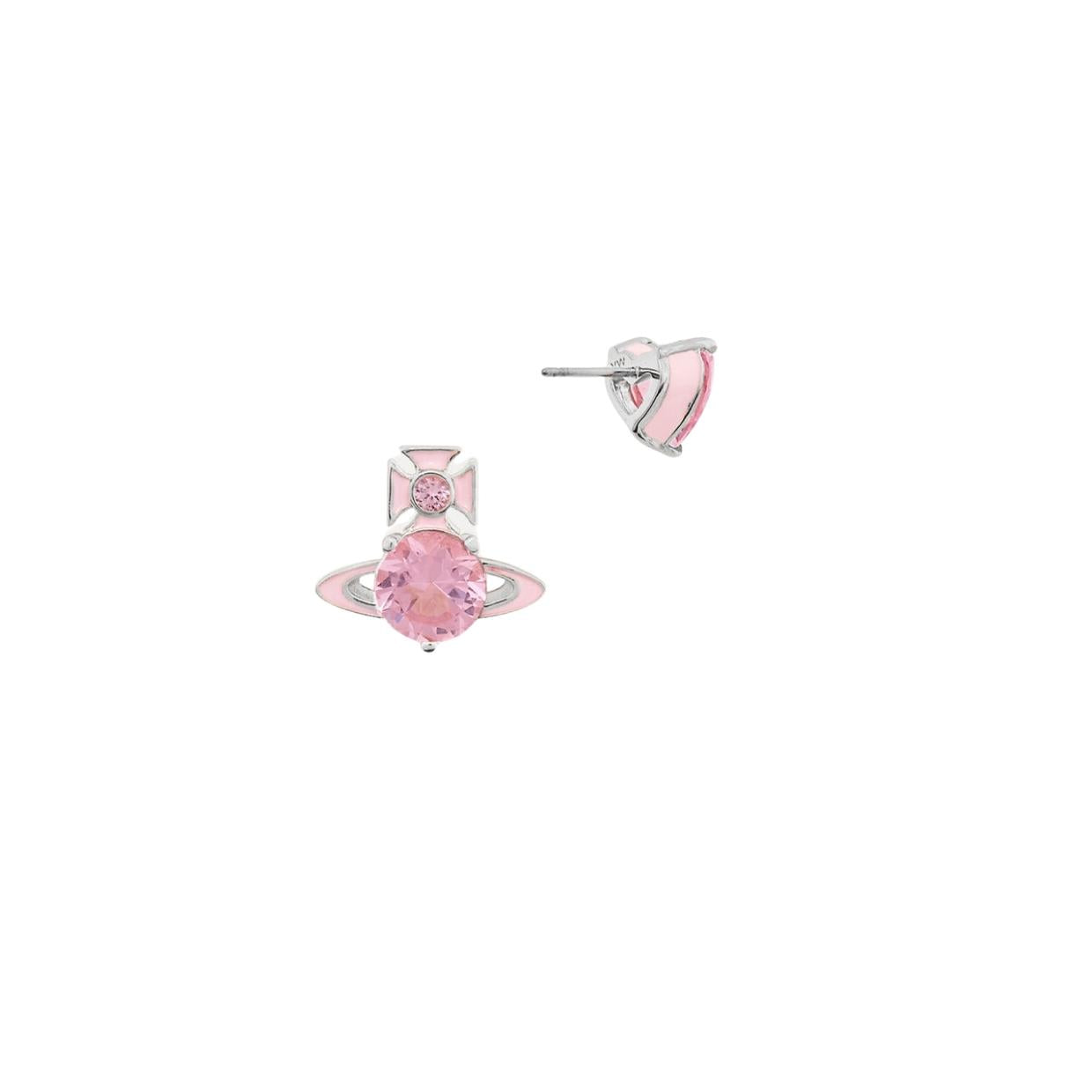 Vivienne Westwood Platinum Pink Enamel Millie Earrings