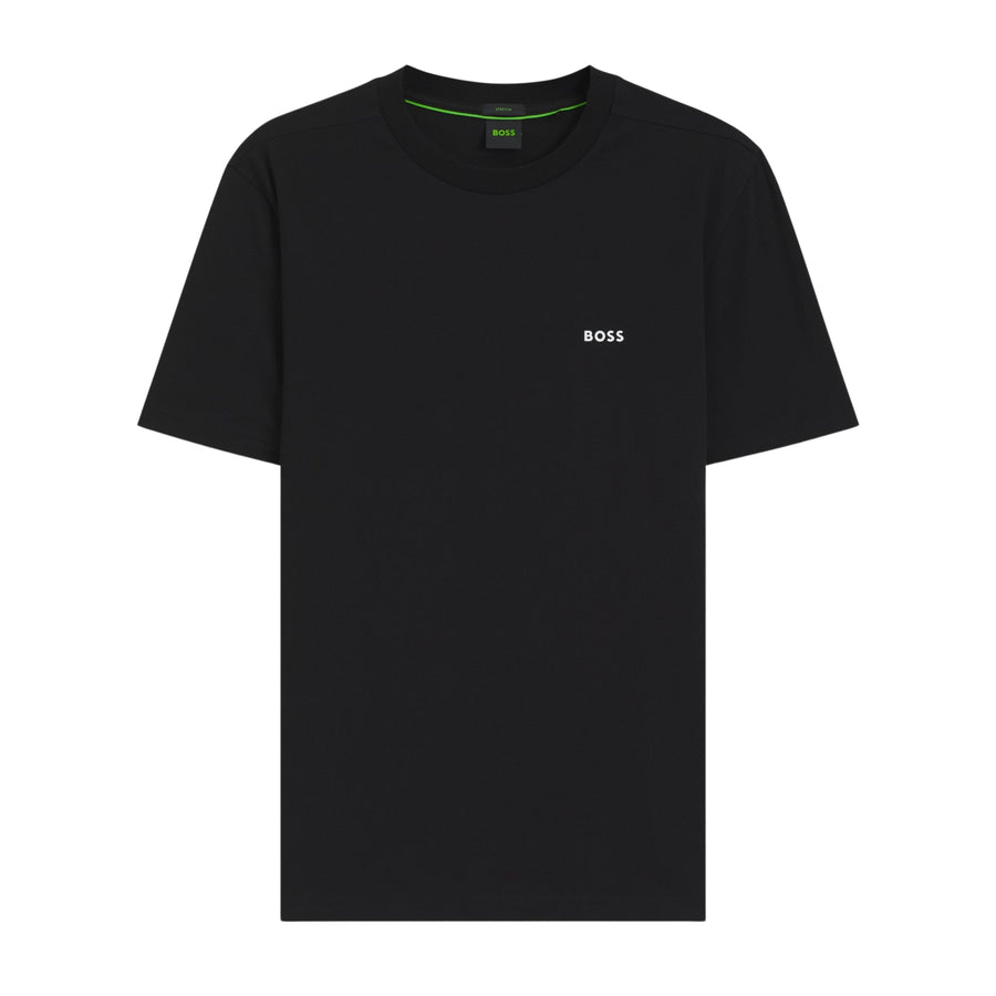 BOSS Regular Fit Stretch Cotton Logo Black T-Shirt