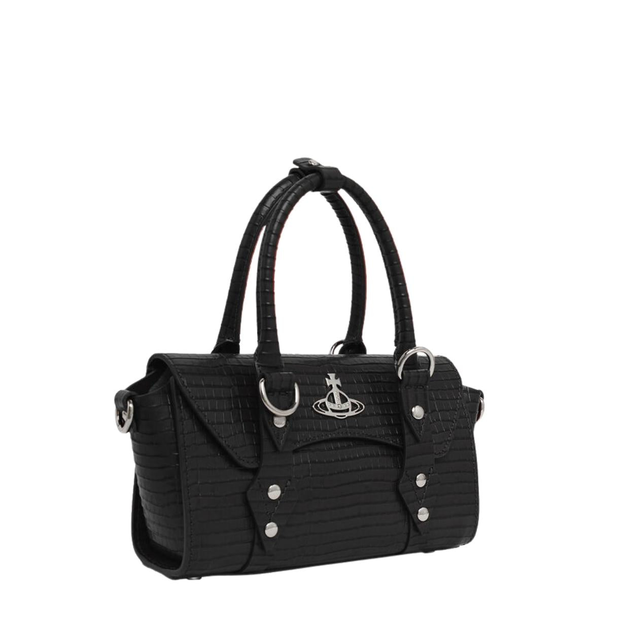 Vivienne Westwood Bettina Mini Black Croc Crossbody