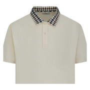 Aquascutum Active Club Check Collar White Polo Shirt
