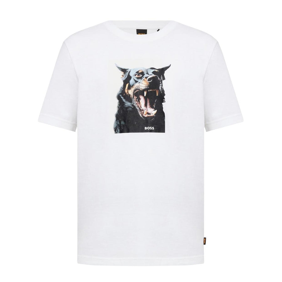 BOSS Printed Animal Artwork White T-Shirt