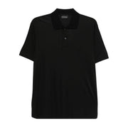 Emporio Armani Embroidered Eagle Logo Black Polo Shirt