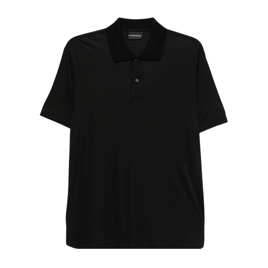 Emporio Armani Embroidered Eagle Logo Black Polo Shirt