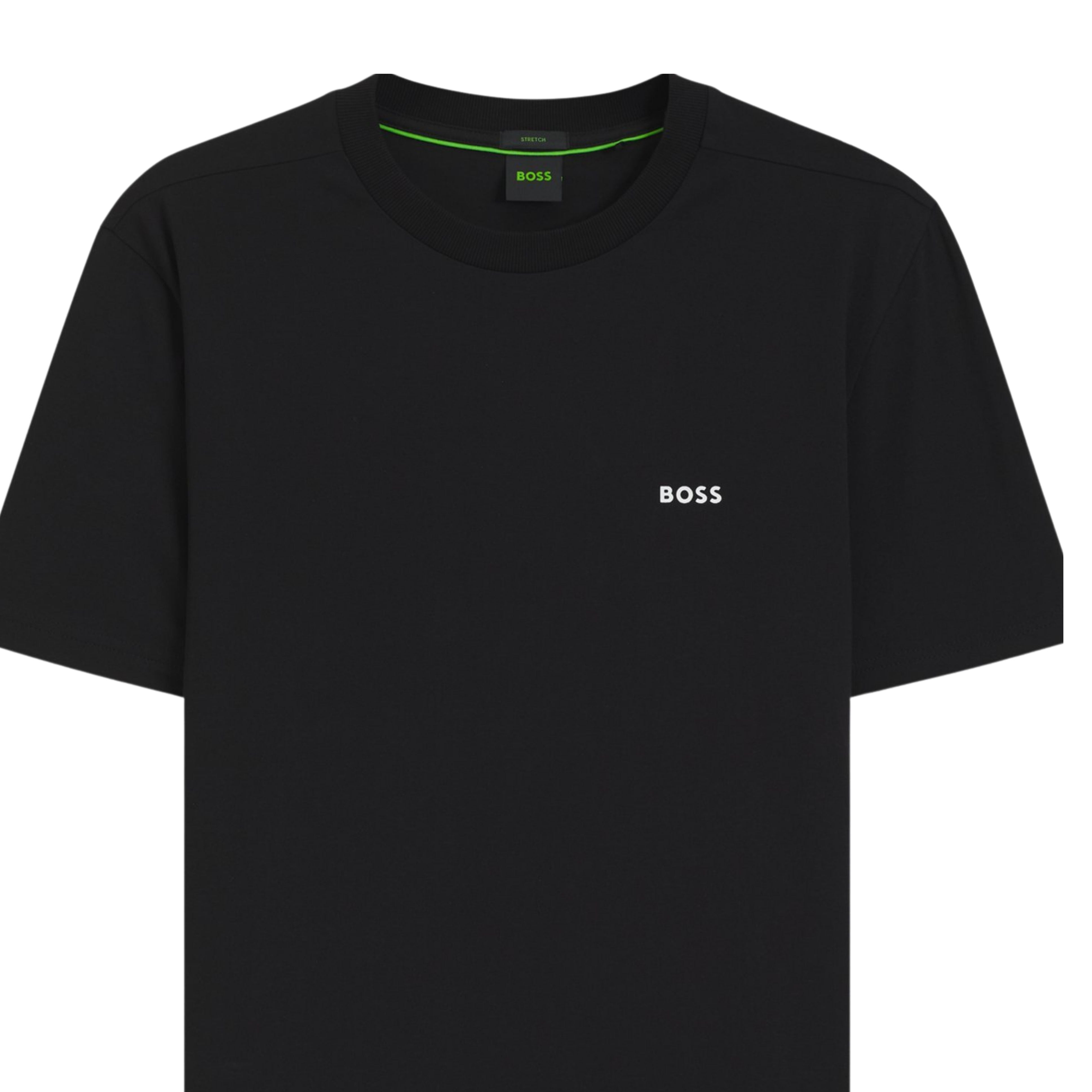 BOSS Regular Fit Stretch Cotton Logo Black T-Shirt