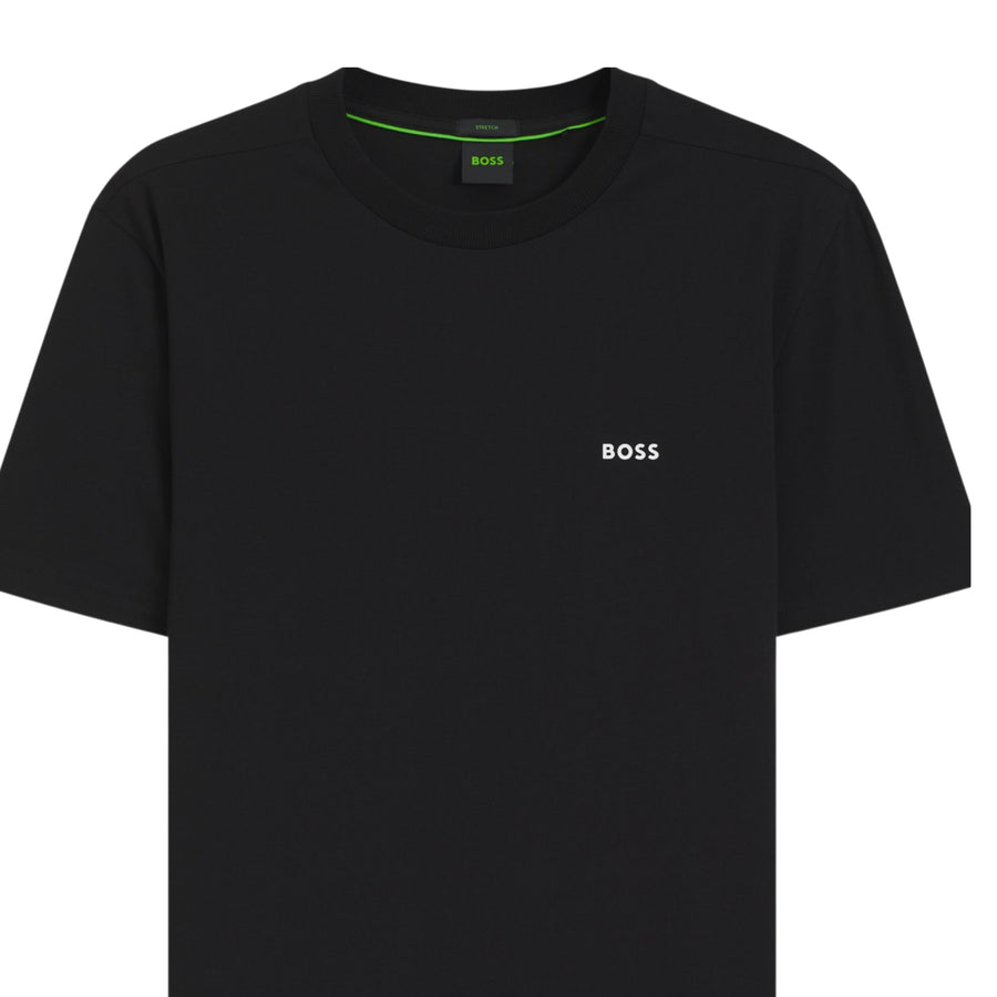 BOSS Regular Fit Stretch Cotton Logo Black T-Shirt