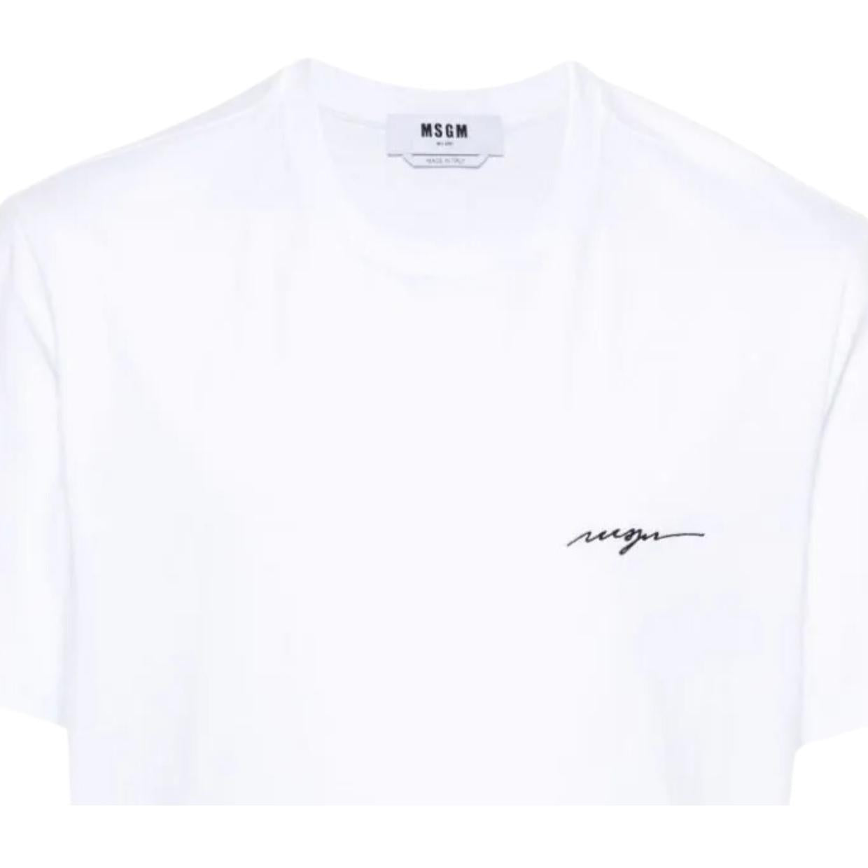 MSGM Embroidered Logo White T-Shirt