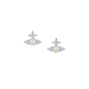 Vivienne Westwood Platinum White Creamrose Pearl Feodora Earrings