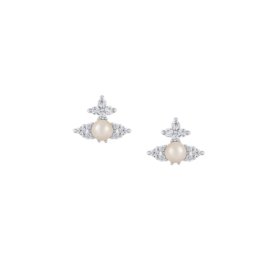 Vivienne Westwood Platinum White Creamrose Pearl Feodora Earrings
