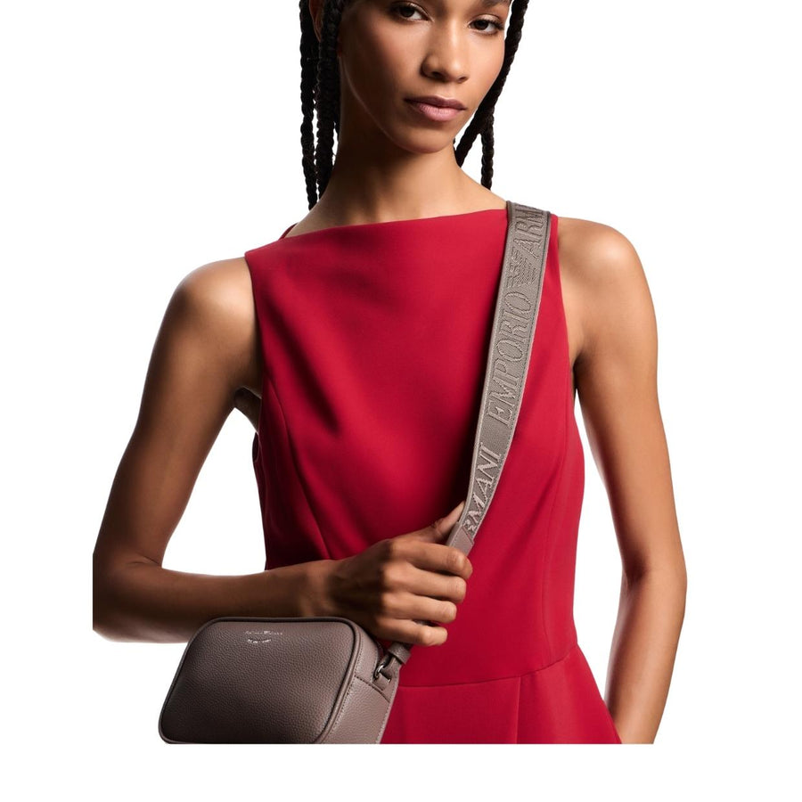 Emporio Armani Taupe Printed Logo Camera Bag