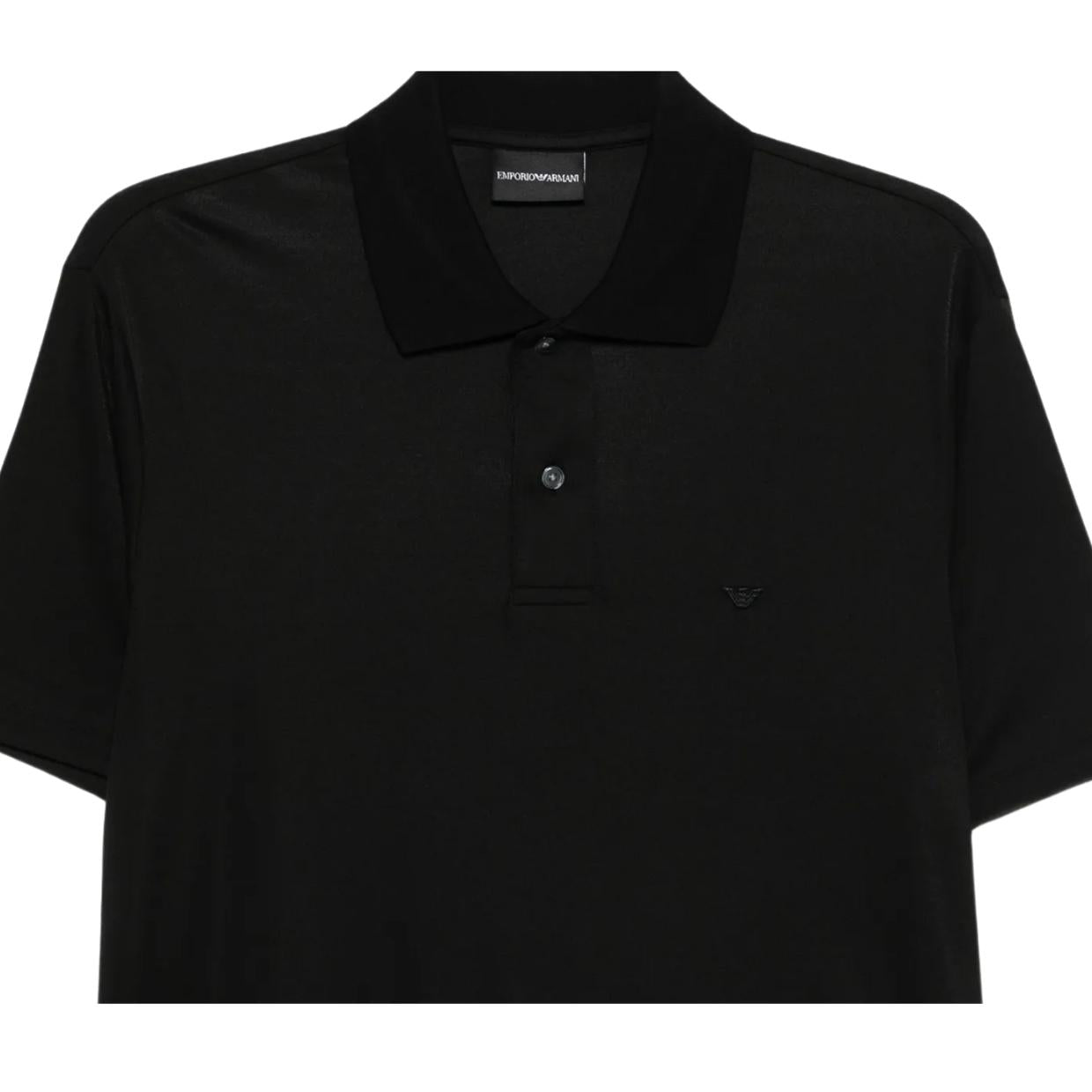 Emporio Armani Embroidered Eagle Logo Black Polo Shirt