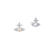 Vivienne Westwood Platinum White Creamrose Pearl Feodora Earrings