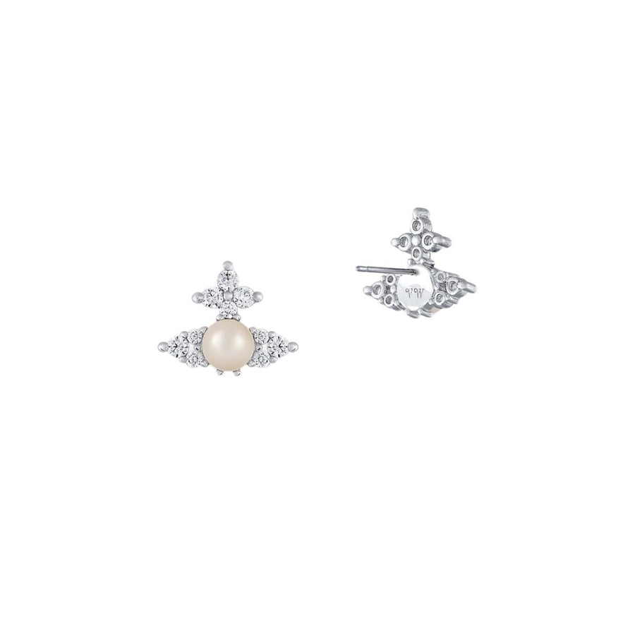 Vivienne Westwood Platinum White Creamrose Pearl Feodora Earrings