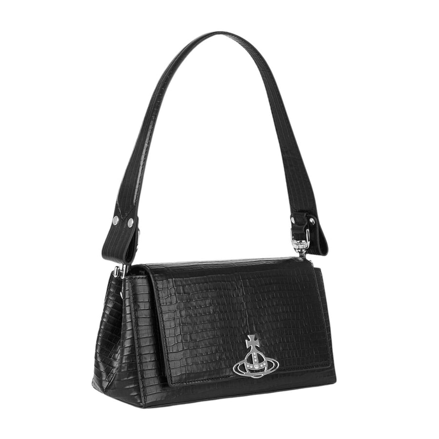 Vivienne Westwood Hazel Medium Black Croc Handbag