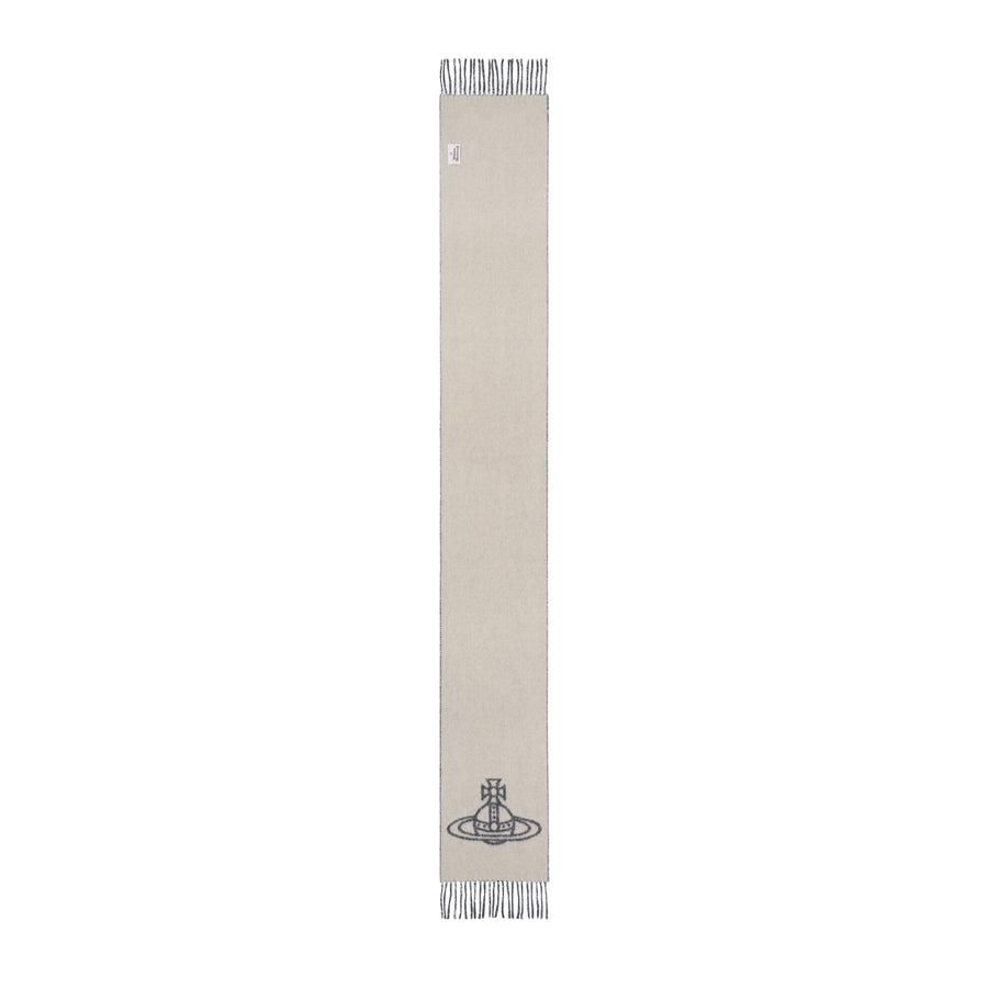 Vivienne Westwood Reversible Logo Soft Wool Black Scarf