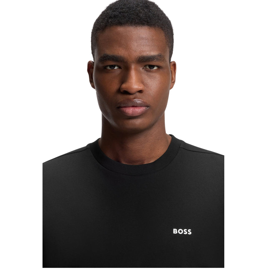 BOSS Regular Fit Stretch Cotton Logo Black T-Shirt