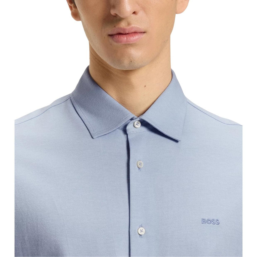 BOSS Slim Fit Melange Cotton Mysoft 2 Blue Shirt