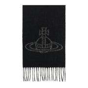 Vivienne Westwood Reversible Logo Soft Wool Black Scarf