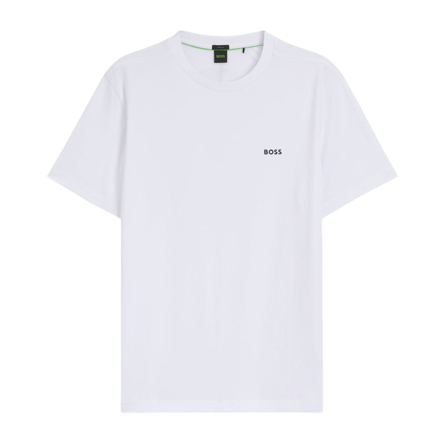 BOSS Regular Fit Stretch Cotton Logo White T-Shirt