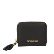 Love Moschino Gold-Tone Logo Black Tassel Zip Around Wallet
