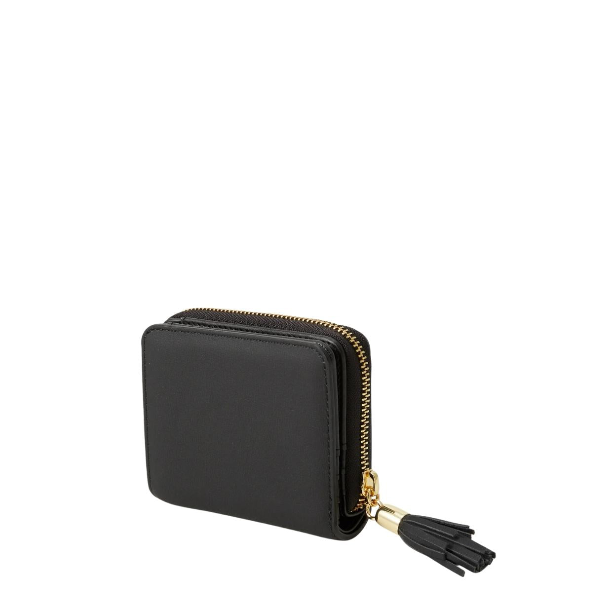 Love Moschino Gold-Tone Logo Black Tassel Zip Around Wallet