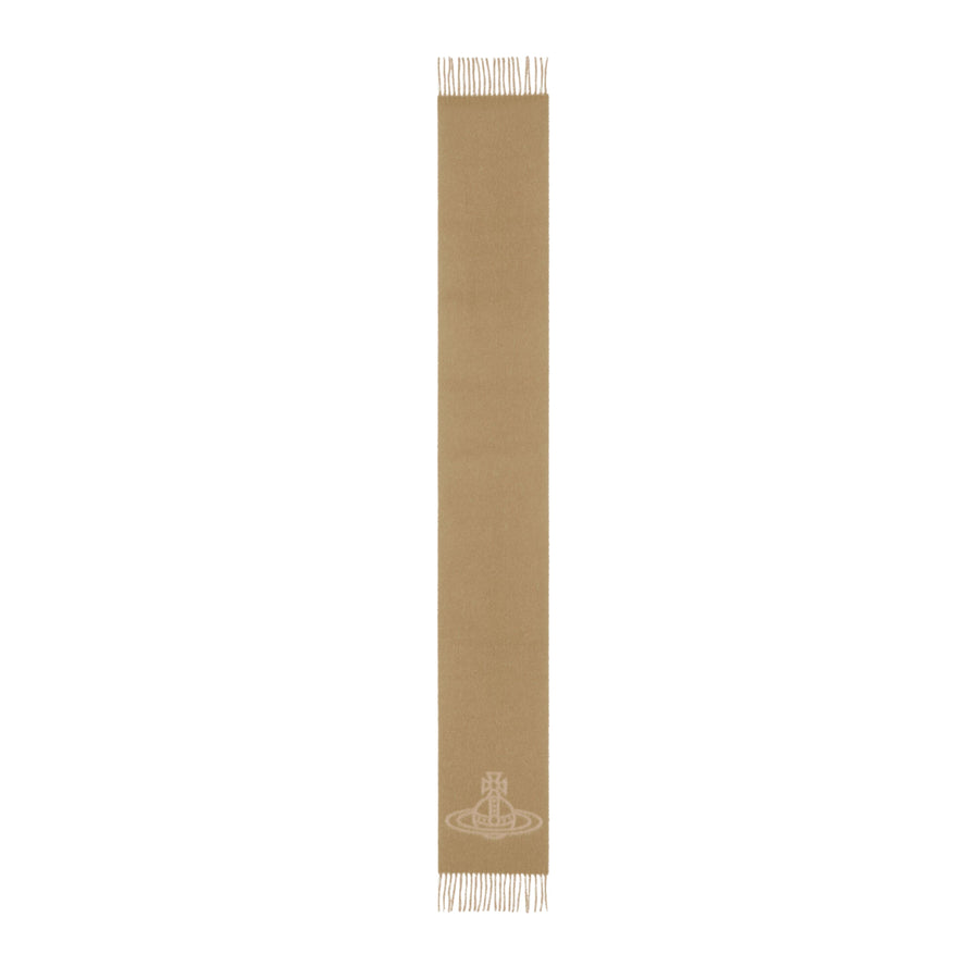 Vivienne Westwood Reversible Logo Soft Wool Camel Scarf