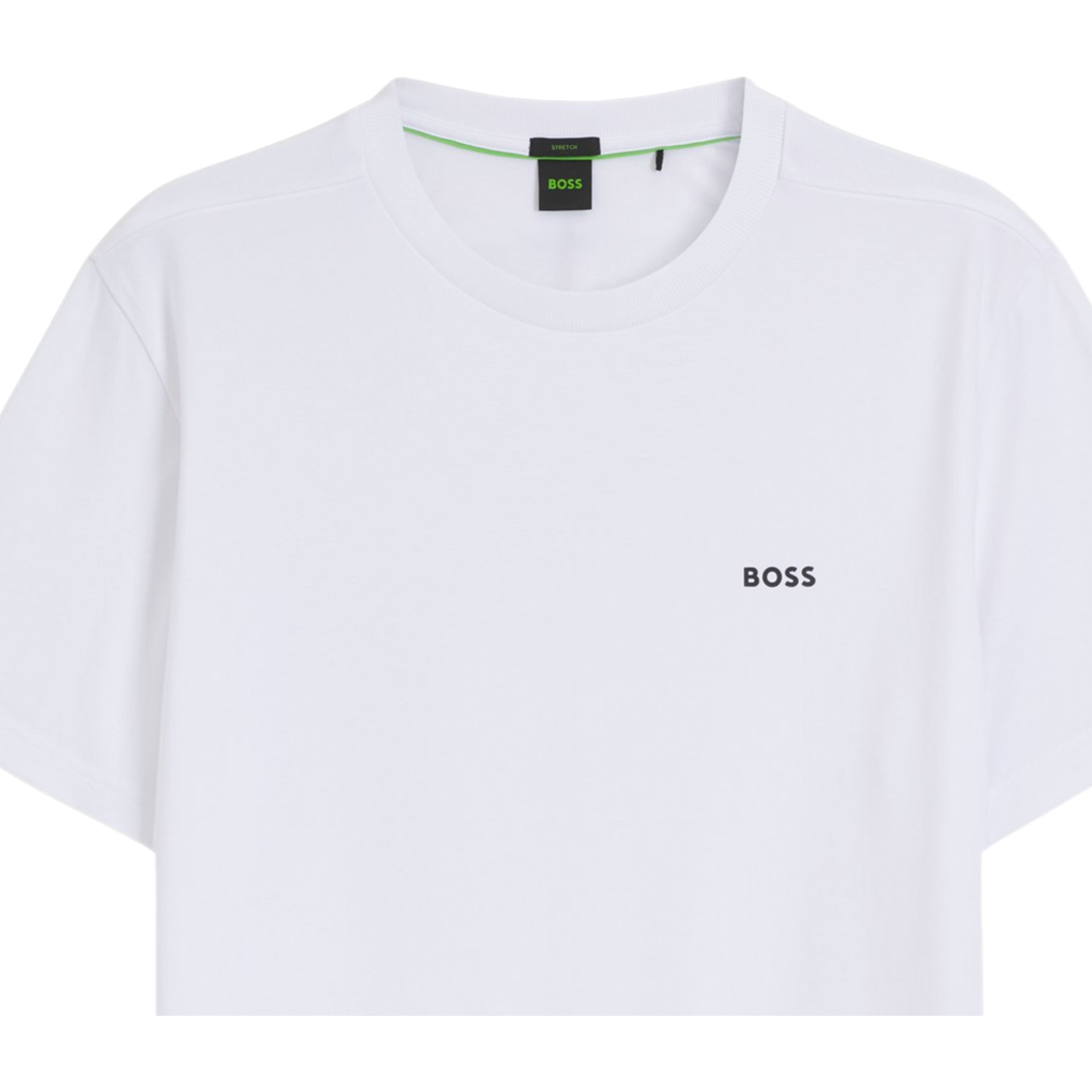 BOSS Regular Fit Stretch Cotton Logo White T-Shirt