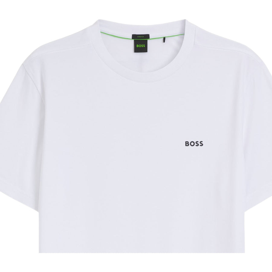 BOSS Regular Fit Stretch Cotton Logo White T-Shirt