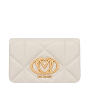 Love Moschino Heart Logo Quilted Ivory Chain Crossbody Bag