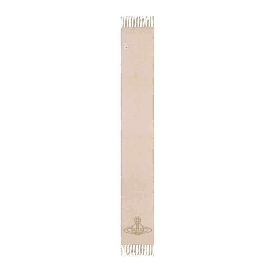 Vivienne Westwood Reversible Logo Soft Wool Camel Scarf
