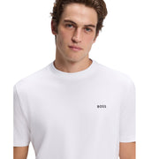 BOSS Regular Fit Stretch Cotton Logo White T-Shirt