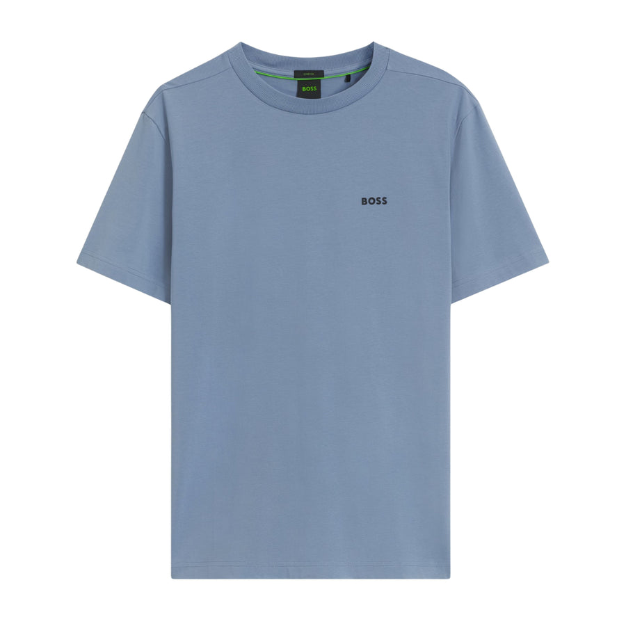 BOSS Regular Fit Stretch Cotton Logo Light Blue T-Shirt