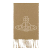Vivienne Westwood Reversible Logo Soft Wool Camel Scarf