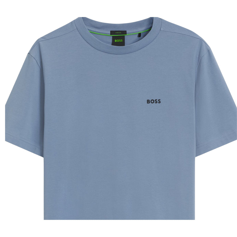 BOSS Regular Fit Stretch Cotton Logo Light Blue T-Shirt