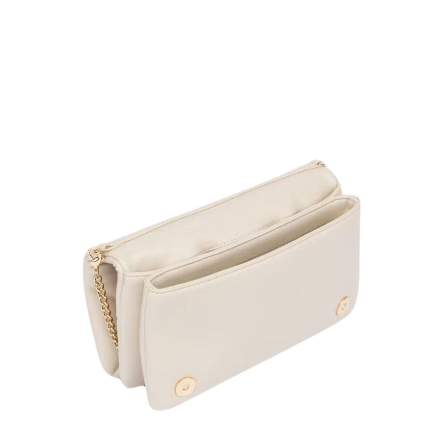 Love Moschino Heart Logo Quilted Ivory Chain Crossbody Bag