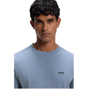 BOSS Regular Fit Stretch Cotton Logo Light Blue T-Shirt