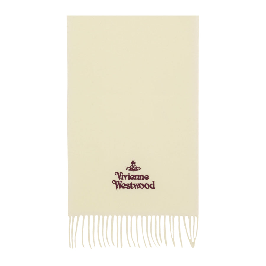 Vivienne Westwood Embroidered Logo White Scarf