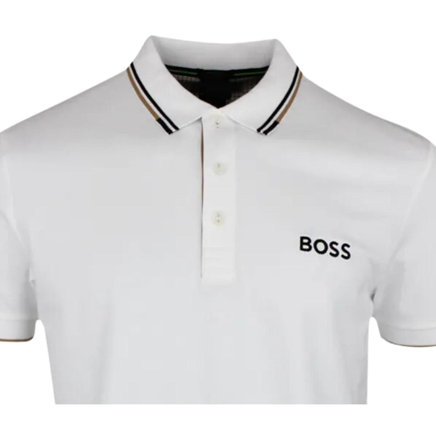 BOSS Paddy Pro Contrast Logo White Polo Shirt