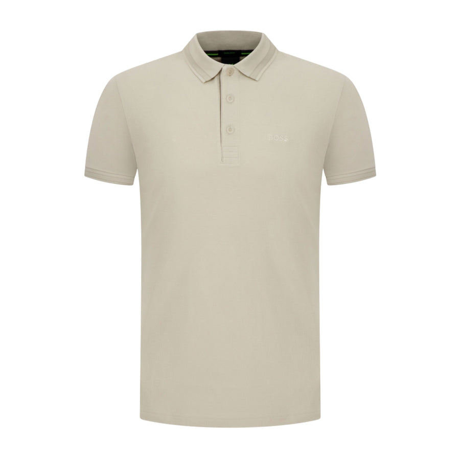 BOSS Paddy Regular Fit Cotton Pique Beige Polo Shirt