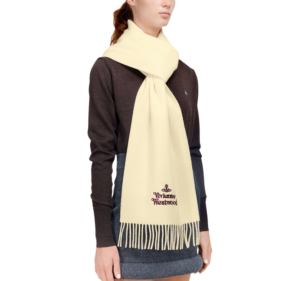 Vivienne Westwood Embroidered Logo White Scarf