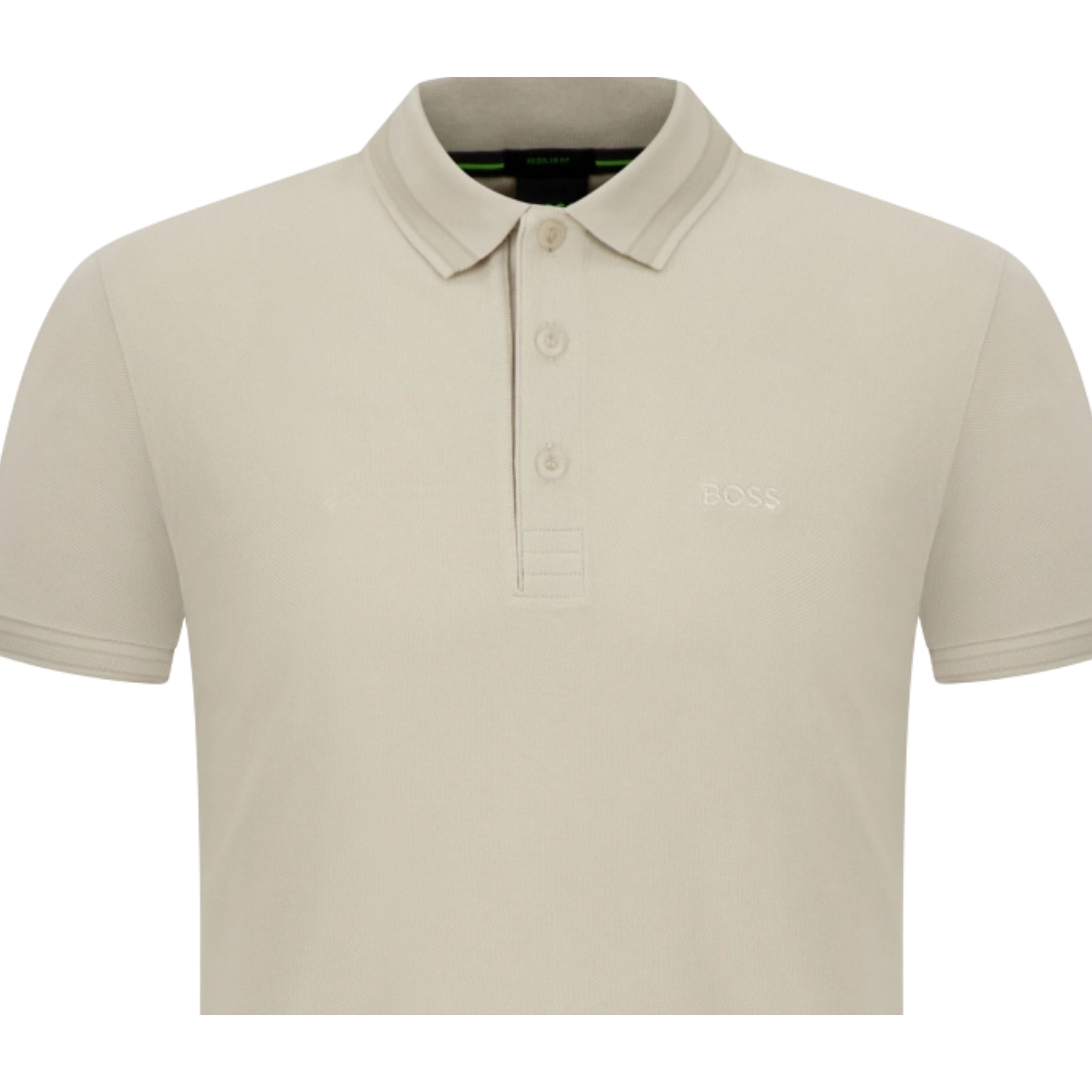 BOSS Paddy Regular Fit Cotton Pique Beige Polo Shirt