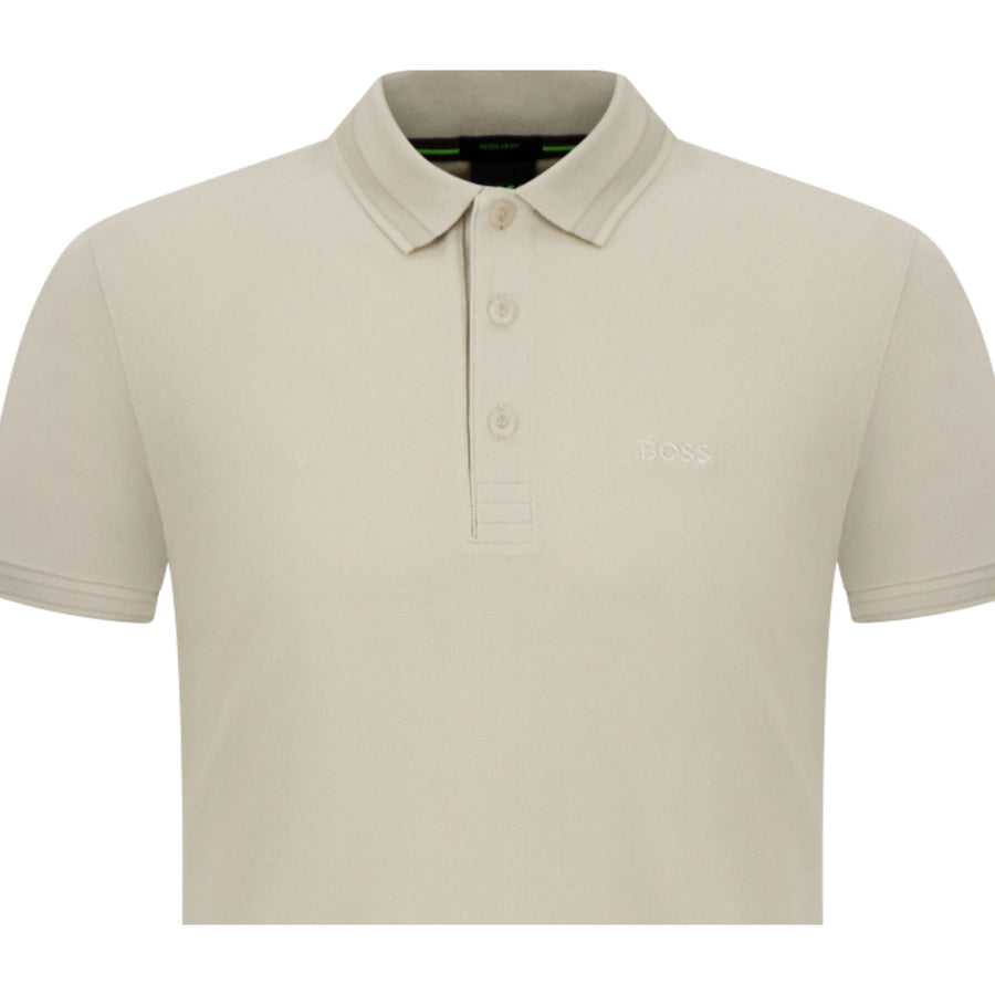 BOSS Paddy Regular Fit Cotton Pique Beige Polo Shirt