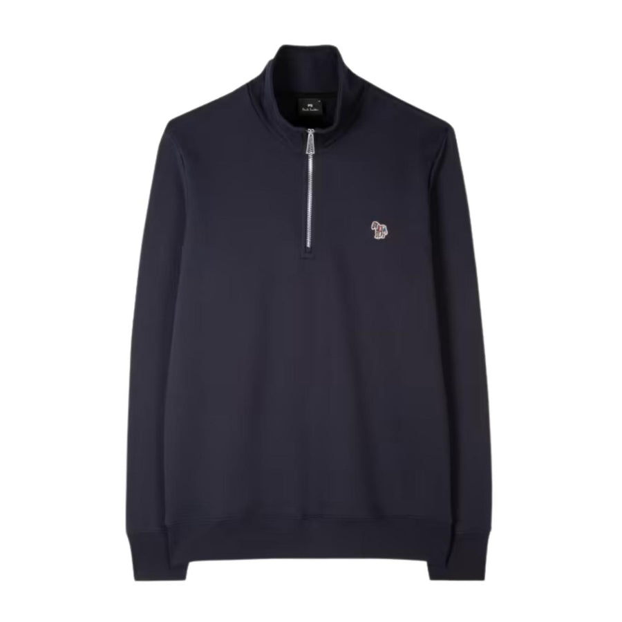Paul Smith Zebra Logo Patch Navy Half Zip Sweatshirt