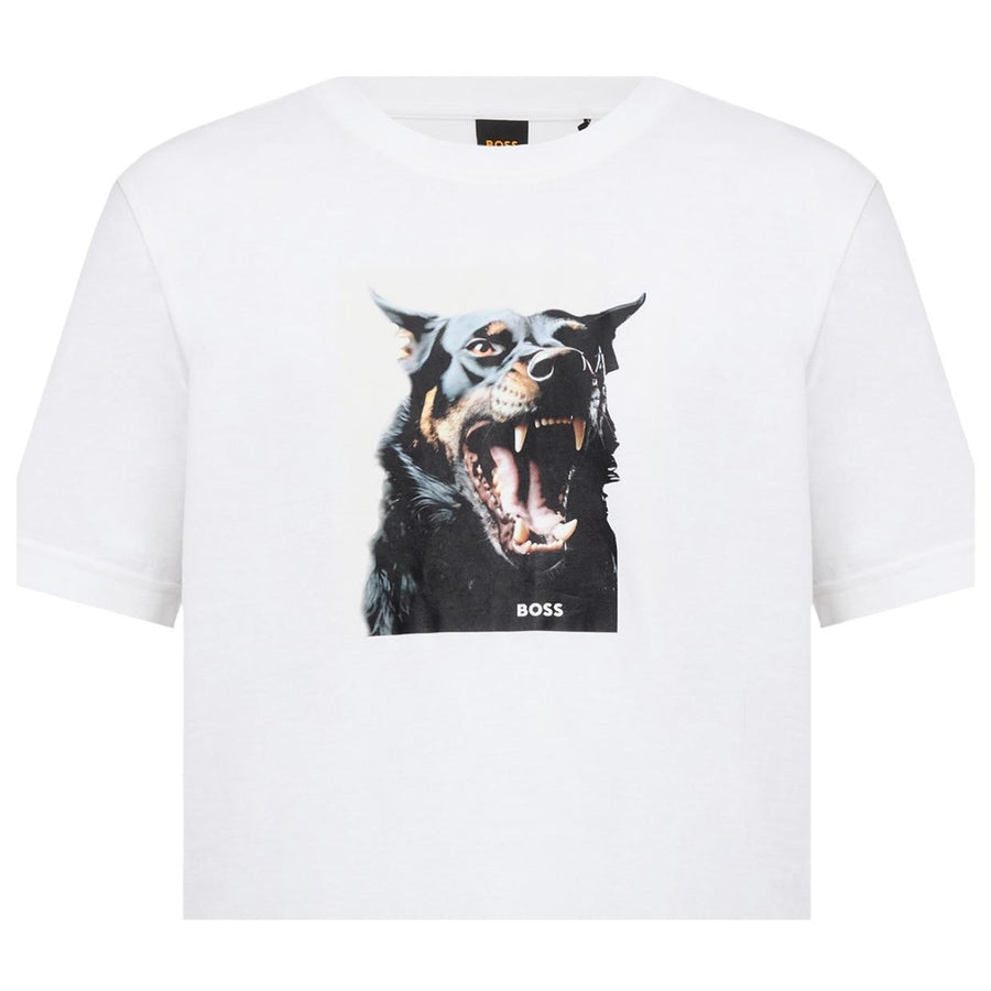 BOSS Printed Animal Artwork White T-Shirt