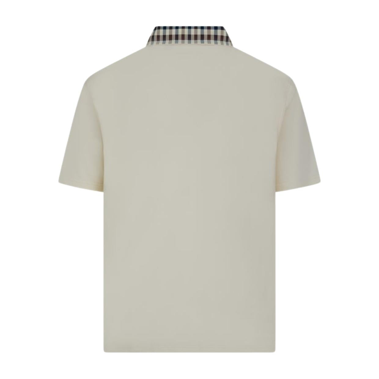 Aquascutum Active Club Check Collar White Polo Shirt